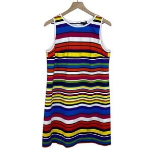 Worth New York Women’s Rainbow Striped Lined Sheath Dress Size 10 Colorful